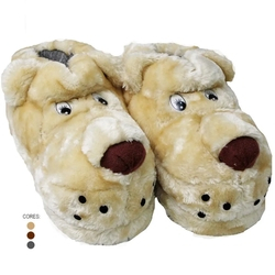 Pantufa veludo fluff macio quente e impermeável antiderrapante pantufas adulto bonito 3D de bichinhos chinelos filhote de cachorro sapatos de fundo grosso em casa doméstico é boa?