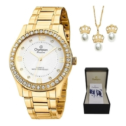 Relógio Feminino Champion Dourado + Colar E Brincos Cn29187w é boa?