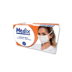 Menor preço em Máscara Cirúrgica Descartável Tripla com Elástico - Cx C/ 50 Un - Medix