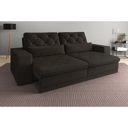 Sofá 5 Lugares Net Royale Assento Retrátil e Reclinável Chocolate 2,50m (L) Menor preço em Sofá 5 Lugares Net Royale Assento Retrátil e Reclinável Chocolate 2,50m (L)