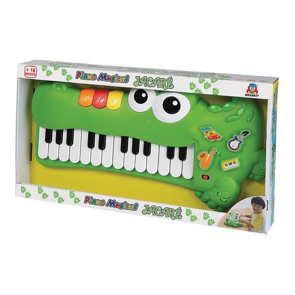 Teclado Infantil Musical Eletrônico com Microfone - Braskit