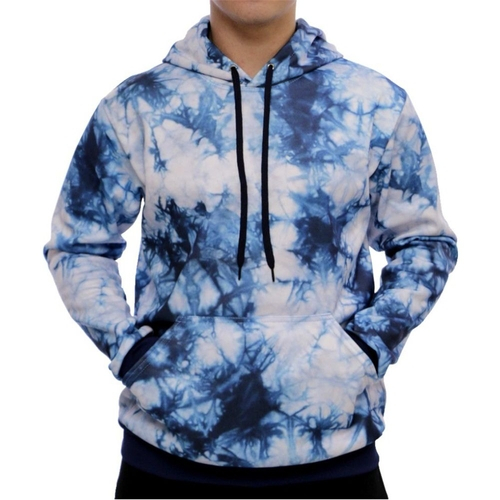 blue tie dye zip up moletom com capuz