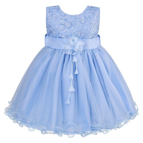 Vestido Infantil de Festa Azul Luxo Princesa Cinderela Frozen