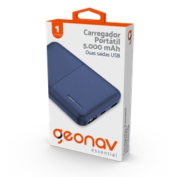 CARREGADOR PORTÁTIL UNIVERSAL 5.000mAh GEONAV ESSENTAL AZUL C/ ANATEL ES5KMB Menor preço em CARREGADOR PORTÁTIL UNIVERSAL 5.000mAh GEONAV ESSENTAL AZUL C/ ANATEL ES5KMB