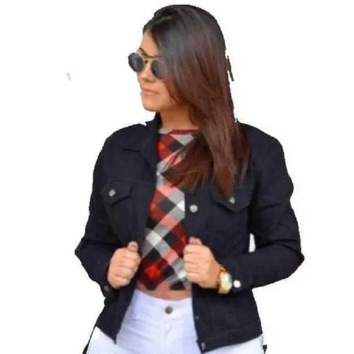 jaqueta preta jeans feminina