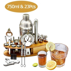 Ferramentas de aço inoxidável Bartender Cocktail Shaker Bar Set kit de tomada de cocktail com prateleira de madeira Bar Muddler Mixer Maker Barware é boa?