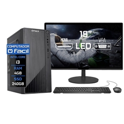 Computador Completo Fácil Intel Core i3 4GB SSD 240GB Monitor 19" HDMI LED Teclado e Mouse Menor preço em Computador Completo Fácil Intel Core i3 4GB SSD 240GB Monitor 19" HDMI LED Teclado e Mouse