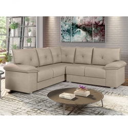 Menor preço em Sofá de Canto 5 Lugares Suede Veludo Bilbao Espresso Móveis Capuccino