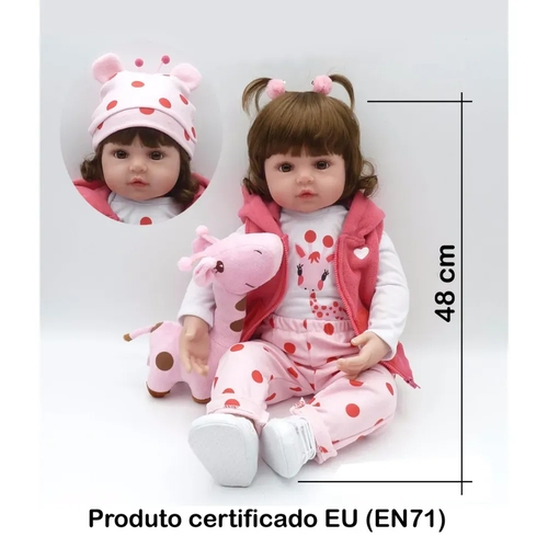 Bebê Reborn Realista NANÁ Corpo de Pano com Enxoval - 55cm - Royal