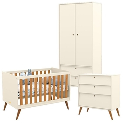 Quarto de Bebê 2 Portas com Gaveteiro Retro Gold Off White Freijó Eco Wood – Matic Menor preço em Quarto de Bebê 2 Portas com Gaveteiro Retro Gold Off White Freijó Eco Wood – Matic