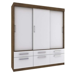 Guarda Roupas Casal com 3 Portas e 3 Sapateiras Monaco – Rodial - Cacau / Branco Menor preço em Guarda Roupas Casal com 3 Portas e 3 Sapateiras Monaco – Rodial - Cacau / Branco