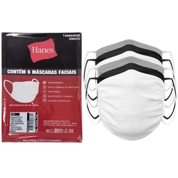 Kit com 6 Máscaras Hanes Algodão HMSK Branco/ Preto/ Mescla - U é boa?