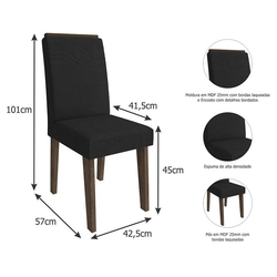 Conjunto de Mesa Clara para Sala de Jantar com 4 Cadeiras Taís Moldura -Cimol - Marrocos / Preto / Sued preto Menor preço em Conjunto de Mesa Clara para Sala de Jantar com 4 Cadeiras Taís Moldura -Cimol - Marrocos / Preto / Sued preto