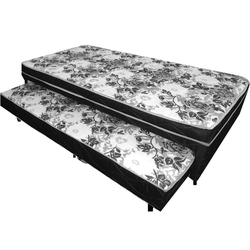 Cama Box Alpha Solteiro Conjugado Com Auxiliar Espuma Ortopédica preto com branco Menor preço em Cama Box Alpha Solteiro Conjugado Com Auxiliar Espuma Ortopédica preto com branco