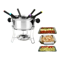 Menor preço em Conjunto Para Fondue Aço Inox 10 pcs p/ Queijo e Chocolate