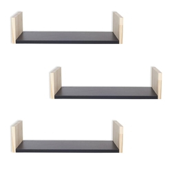 Kit 3 Prateleiras U Nicho Preto Com Suporte Invisível 50Cm Menor preço em Kit 3 Prateleiras U Nicho Preto Com Suporte Invisível 50Cm