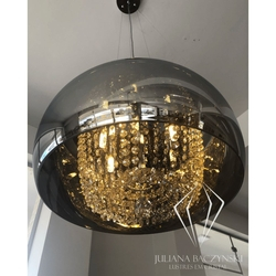 Pendente com Cúpula de Vidro Fumê e Cristal Champagne Menor preço em Pendente com Cúpula de Vidro Fumê e Cristal Champagne