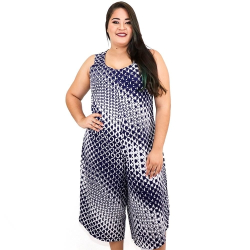 macacao pantacourt plus size estampado