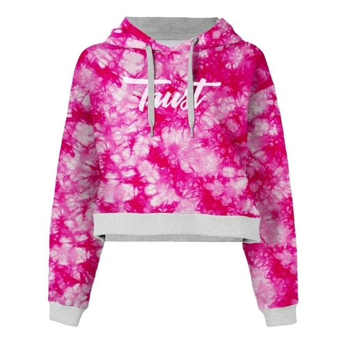 cropped tie dye zip up moletom com capuz