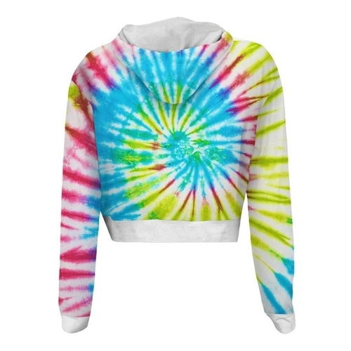 cropped tie dye zip up moletom com capuz