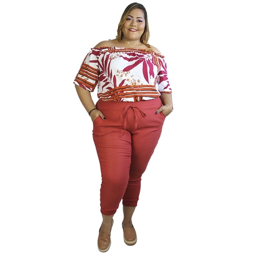 calça marrom feminina plus size