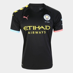Camisa Manchester City Away 19/20 Torcedor Puma Preto e Laranja Menor preço em Camisa Manchester City Away 19/20 Torcedor Puma Preto e Laranja