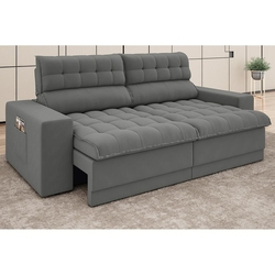 Sofá Omega Retrátil e Reclinável Velosuede Grafite 2,30m (L) Menor preço em Sofá Omega Retrátil e Reclinável Velosuede Grafite 2,30m (L)