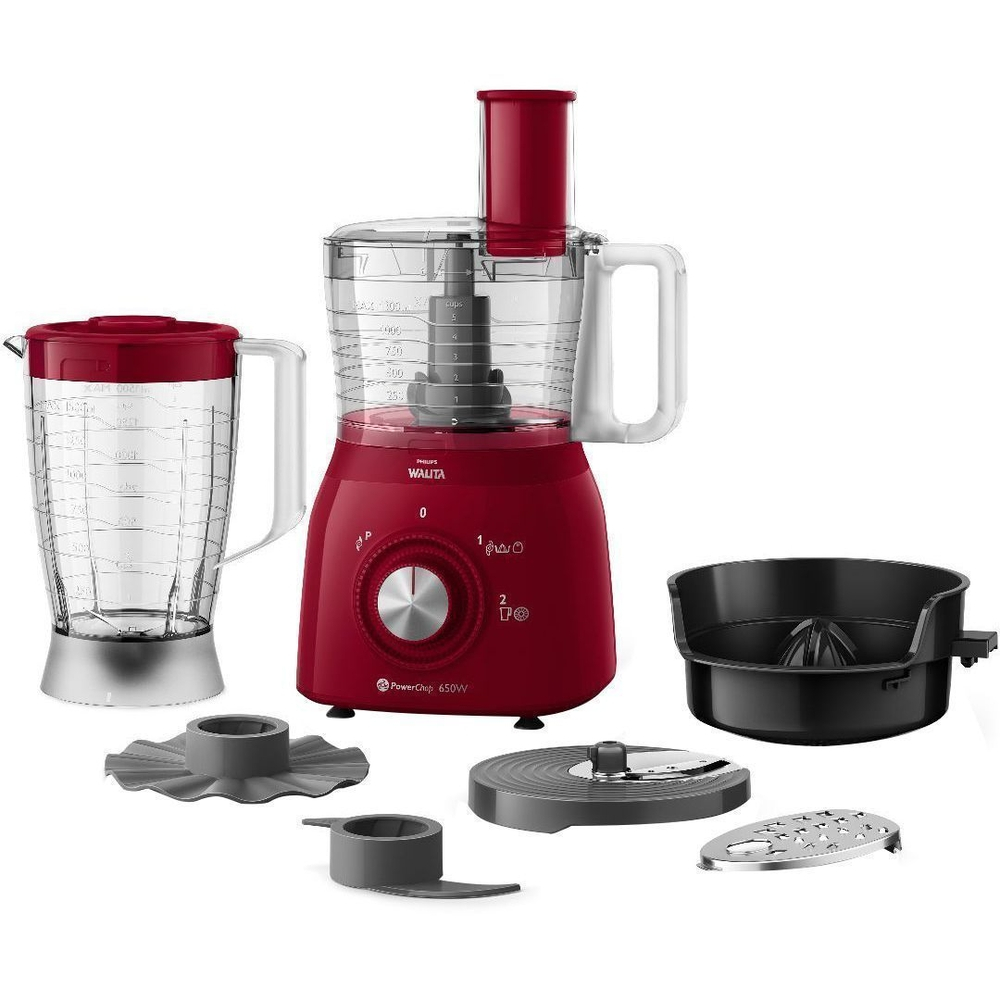 Processador de Alimentos Philips Viva Preto e Vermelho RI7632 3 em 1 com 2 velocidades e Pu