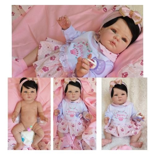 Boneca Bebe Reborn Morena Em Tecido Realista Original 60cm