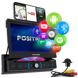 Menor preço em Central Multimidia Retrátil Pósitron SP6330BT 7” 1 Din Espelhamento Android BT DVD + Câmera Ré