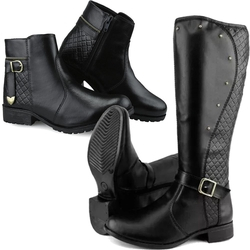 Kit 2 Pares Bota Casual Neway Cano Longo e Cano Baixo Preto Menor preço em Kit 2 Pares Bota Casual Neway Cano Longo e Cano Baixo Preto