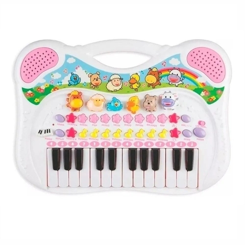 Teclado Infantil Musical Eletrônico com Microfone - Braskit