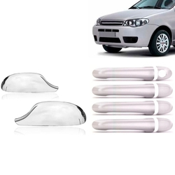 Kit Capa Maçaneta e Retrovisor Cromado Fiat Siena 2005 06 07 08 - 4 Portas Menor preço em Kit Capa Maçaneta e Retrovisor Cromado Fiat Siena 2005 06 07 08 - 4 Portas