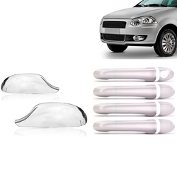 Kit Capa Maçaneta e Retrovisor Cromado Fiat Siena 2009 10 11 12 - 4 Portas Menor preço em Kit Capa Maçaneta e Retrovisor Cromado Fiat Siena 2009 10 11 12 - 4 Portas