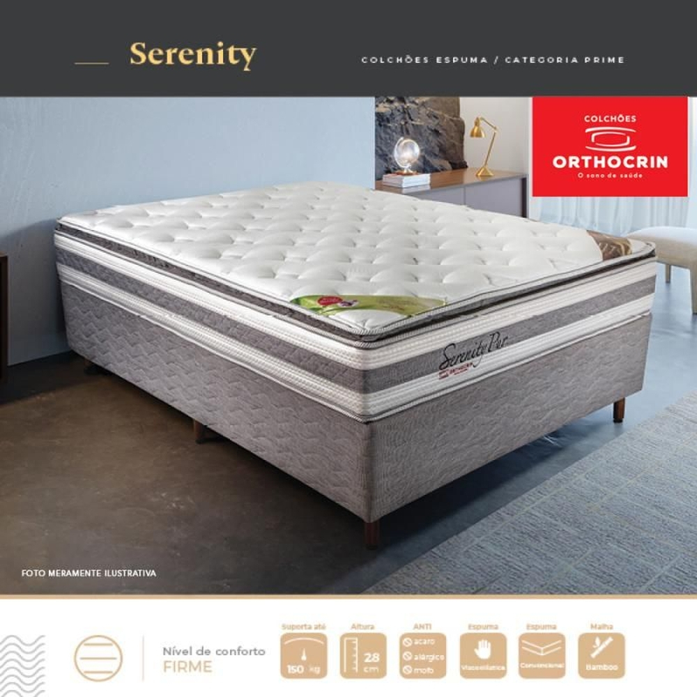 Cama Box Casal Colchão Espuma Serenity Visco e Box Chumbo (138x188x65) nas americanas Cama Box Casal Colchão Espuma Serenity Visco e Box Chumbo (138x188x65) nas americanas