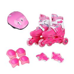Patins Infantil 4 Rodas Ajustável com Kit Proteção 32-35 Rosa brink+ é boa?