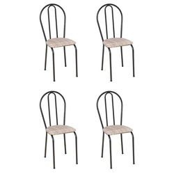 Conjunto 4 Cadeiras Hécate Cromo Preto e Estampa Rattan Menor preço em Conjunto 4 Cadeiras Hécate Cromo Preto e Estampa Rattan
