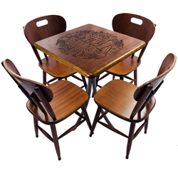 Jogo de mesa para lanchonete sorveteria em madeira e ferro 60 x 60 cm com 4 cadeiras- Empório Tambo Menor preço em Jogo de mesa para lanchonete sorveteria em madeira e ferro 60 x 60 cm com 4 cadeiras- Empório Tambo