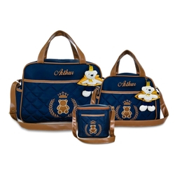 Kit Bolsas Maternidade Personalizada BBkits Marinho/Caramelo Menor preço em Kit Bolsas Maternidade Personalizada BBkits Marinho/Caramelo