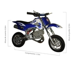 Mini Moto Cross Trilha 49cc BZ Fire Azul Partida a Corda Gasolina com Óleo 2 Tempos BARZI MOTORS
