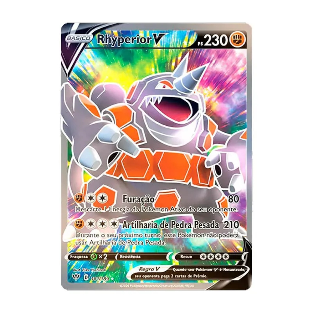 Pokémon TCG: Rhyperior V (181/189) - SWSH3 Escuridão Incandescente em  Promoção na Americanas