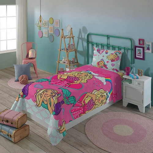 Jogo de Cama Infantil Barbie Reinos Mágicos Lepper