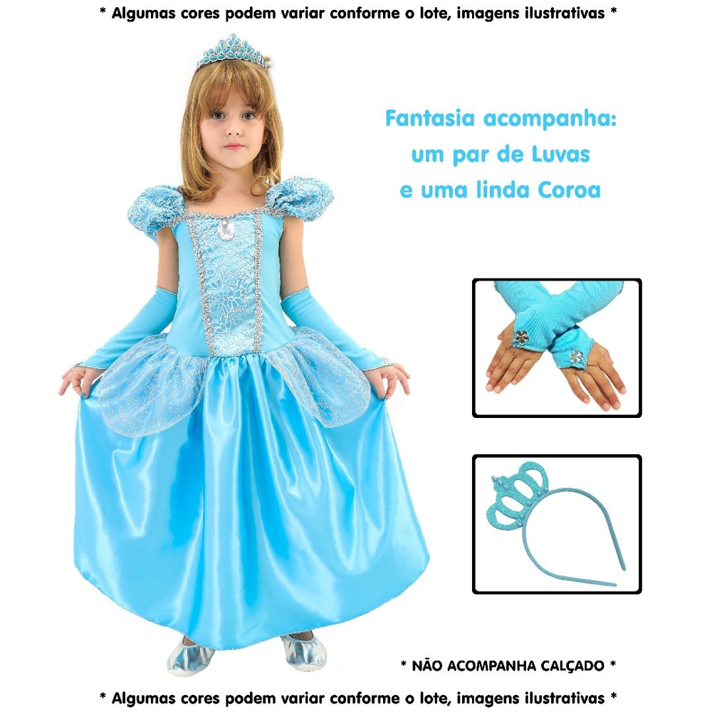 Vestido Fantasia Luxo Princesas Cinderela