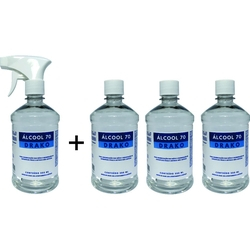 Menor preço em Álcool 70 líquido 500 ml Kit 1 com borrifador e 3 refis - Drako - Higienização de mão e superfícies