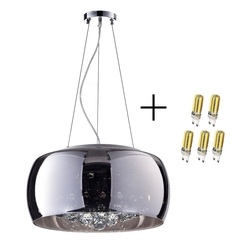 Luminaria Pendente Soho Cromado Cristais K9 Com Lâmpada Led Menor preço em Luminaria Pendente Soho Cromado Cristais K9 Com Lâmpada Led