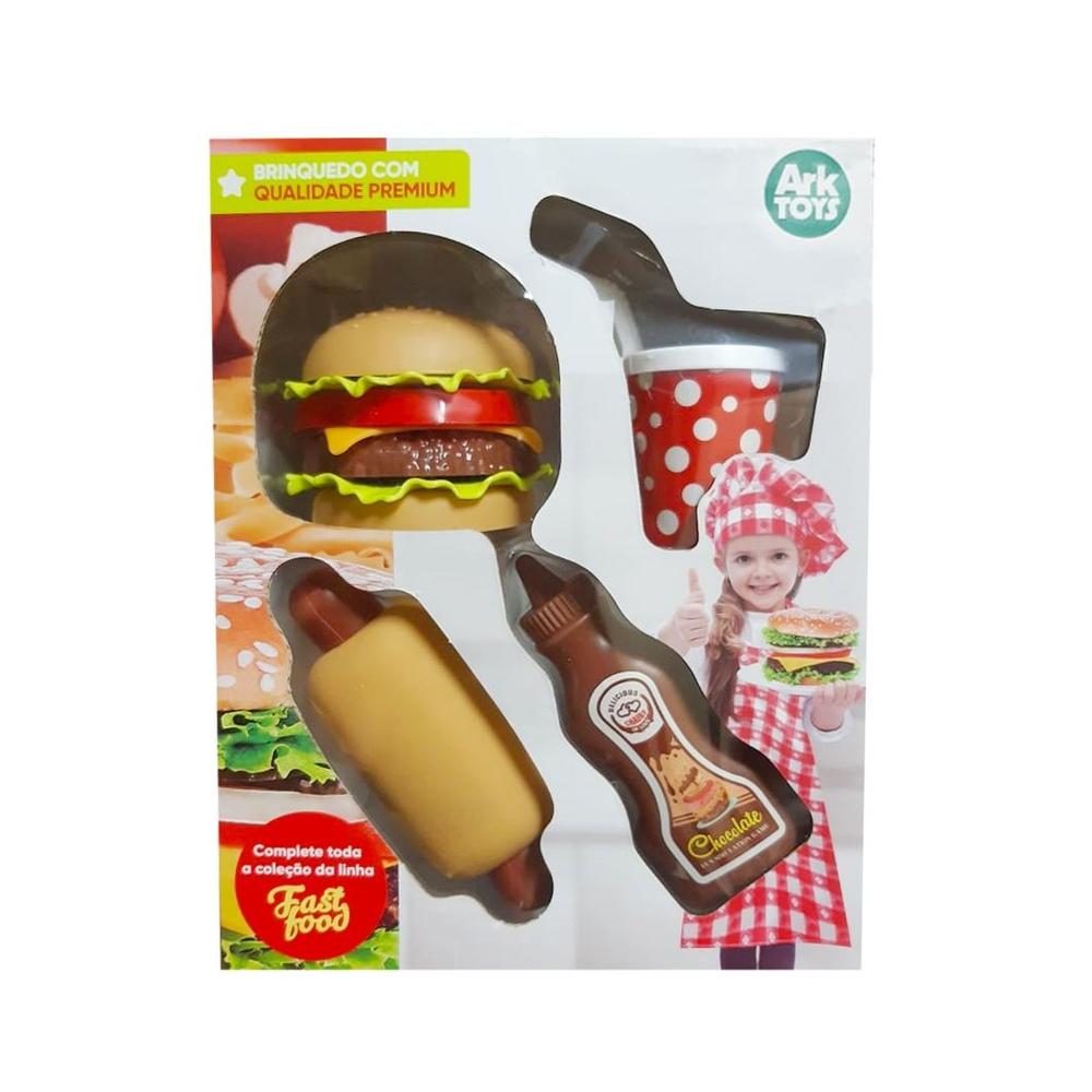 Kit Comidinha Infantil Hambúrguer Hot-dog C/ Milk Shake - ARK