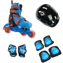 Patins Infantil 4 Rodas Ajustável com Kit de Proteção 32-35 Azul - brink+ é boa?