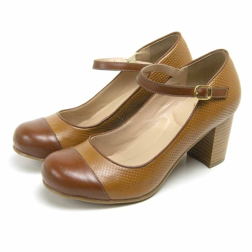 sapato marrom feminino salto grosso