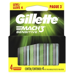 Carga para Aparelho de Barbear Gillette Mach3 Sensitive Leve 4 Pague 3 Menor preço em Carga para Aparelho de Barbear Gillette Mach3 Sensitive Leve 4 Pague 3