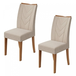 Menor preço em Conjunto 2 Cadeiras Atacama Móveis Lopas Rovere Naturale/Linho Rinzai Bege